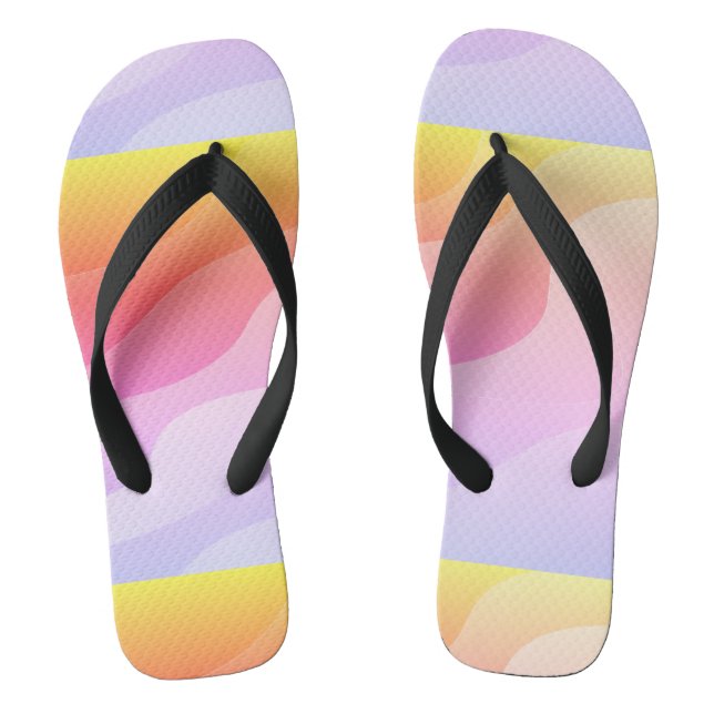 Wavy Abstract Shapes Bright Coloured Flip Flops (Footbed)