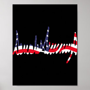 Wavy American Flag 47th President Signature 4th Of Poster