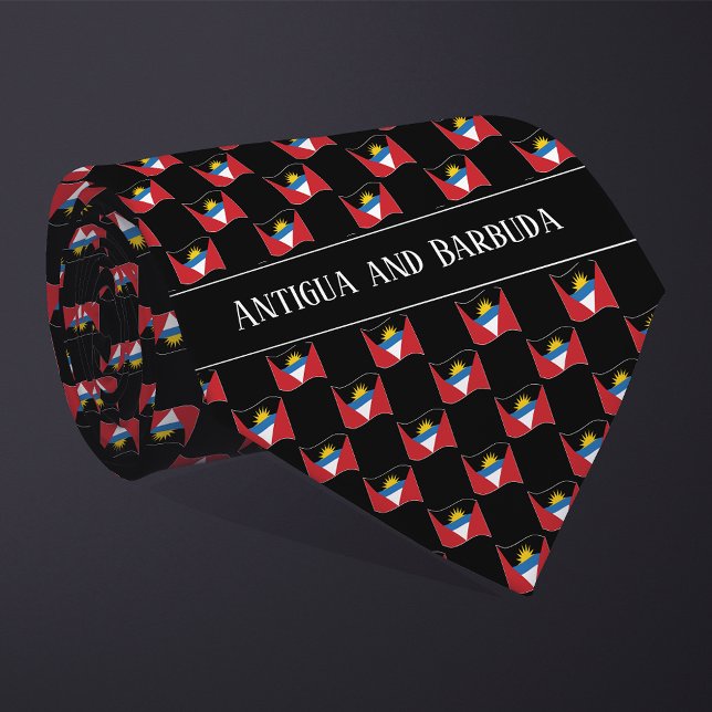 Wavy Antigua and Barbuda Flag Pattern  Tie (Creator Uploaded)