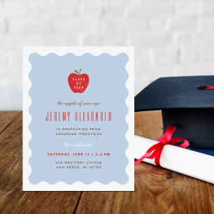 Wavy Apple Preschool Graduation Party Invitation