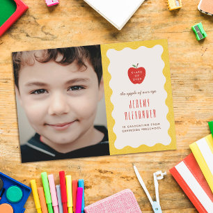 Wavy Apple Preschool Photo Graduation Announcement