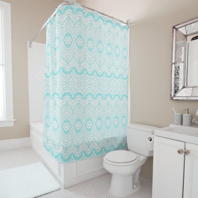 Wavy Aqua Geometric Pattern (In Situ)