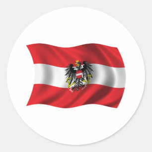 Wavy Austria Flag Classic Round Sticker