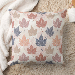 Wavy Autumn Leaves Throw Pillow