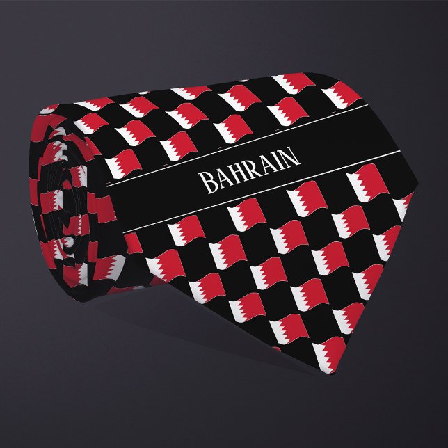 Wavy Bahrain Flag Pattern  Tie (Creator Uploaded)