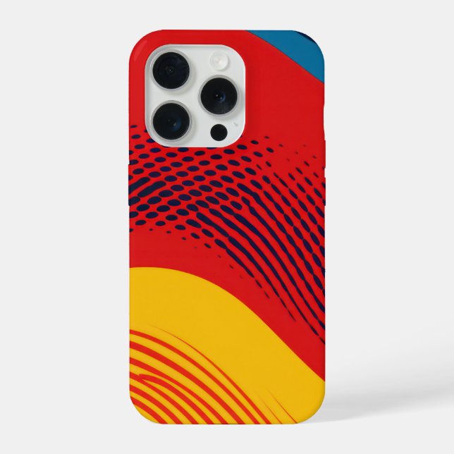 Wavy bands in primary colours with textures iPhone case (Back)