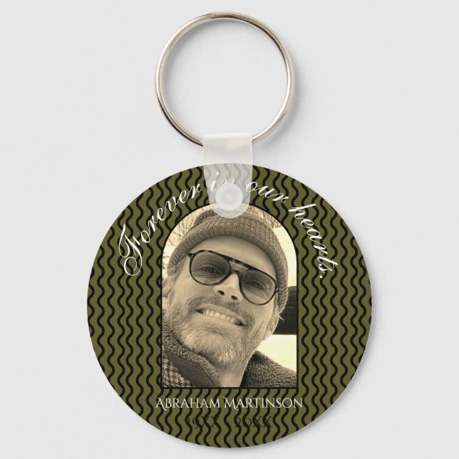 Wavy Basic In Loving Memory Keepsake Keychain (Front)