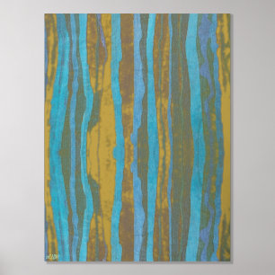 Wavy Batik Stripes Gold Foil Print