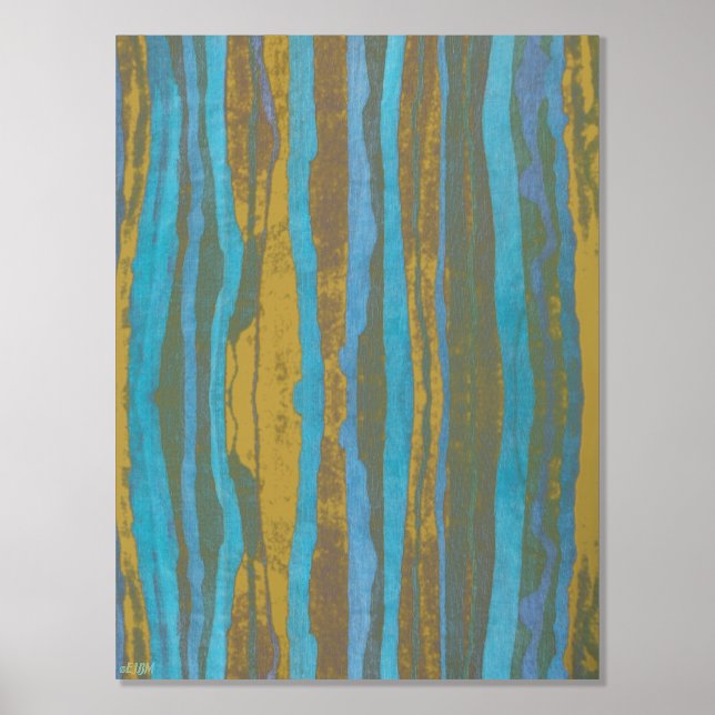 Wavy Batik Stripes Gold Foil Print (Front)