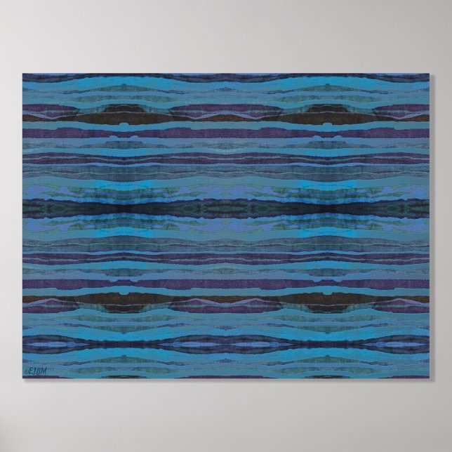 Wavy Batik Stripes Silver Foil Print (Front)