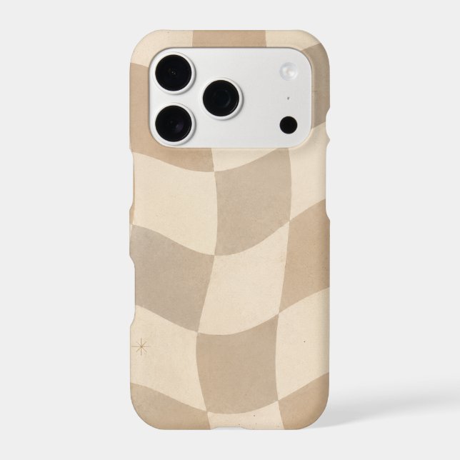 Wavy Beige Chequerboard Phone Case (Back)