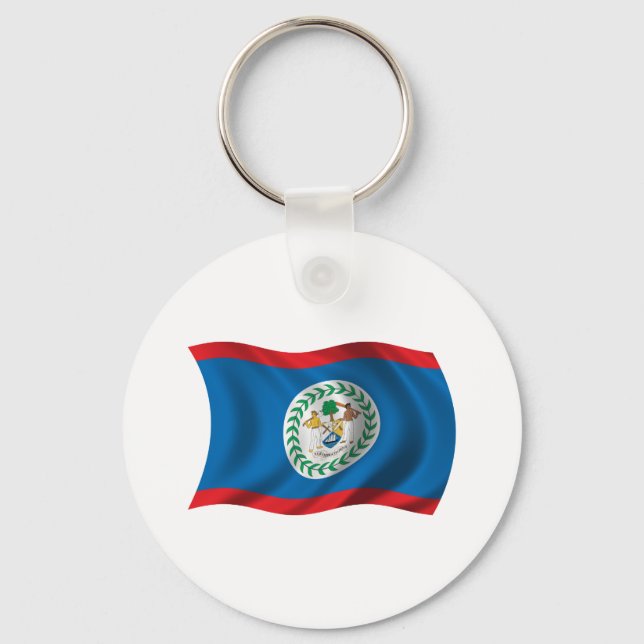 Wavy Belize Flag Keychain (Front)