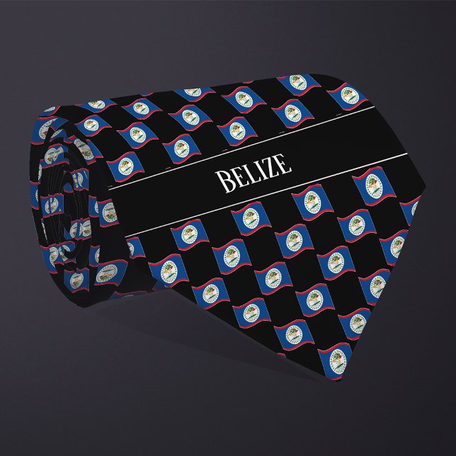 Wavy Belize Flag Pattern  Tie (Creator Uploaded)