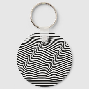 Wavy black and white stripes  keychain