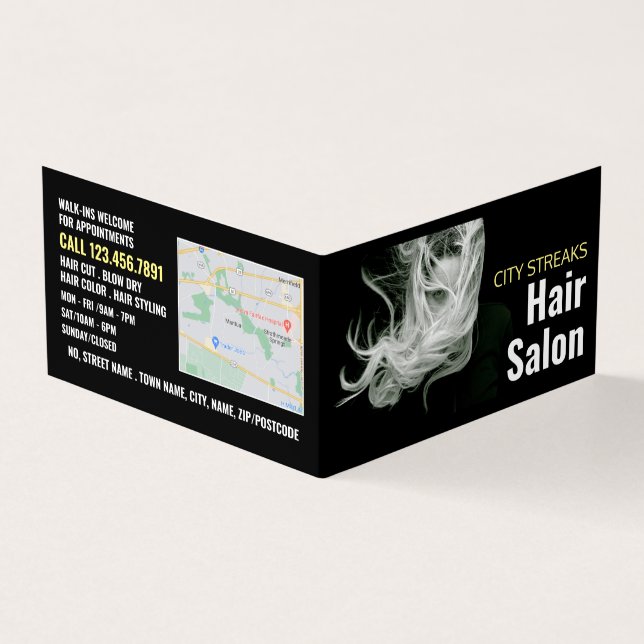 Wavy Blond Hair, Hair Stylist, Hair Salon Loyalty Business Card (Outside)