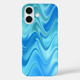 Wavy Blue Abstract iPhone 16 Case
