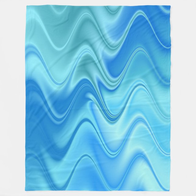 Wavy Blue Abstract Fleece Blanket (Front)