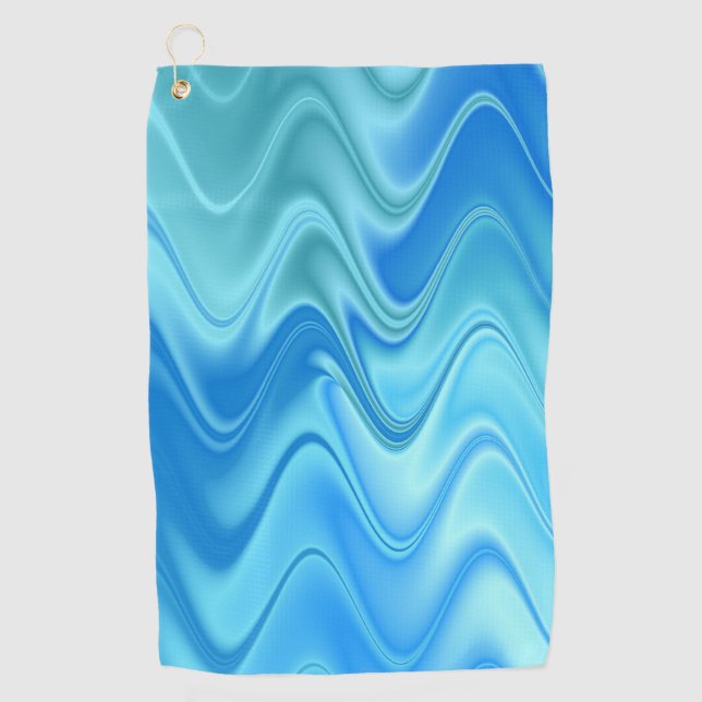Wavy Blue Abstract Golf Towel (Front)