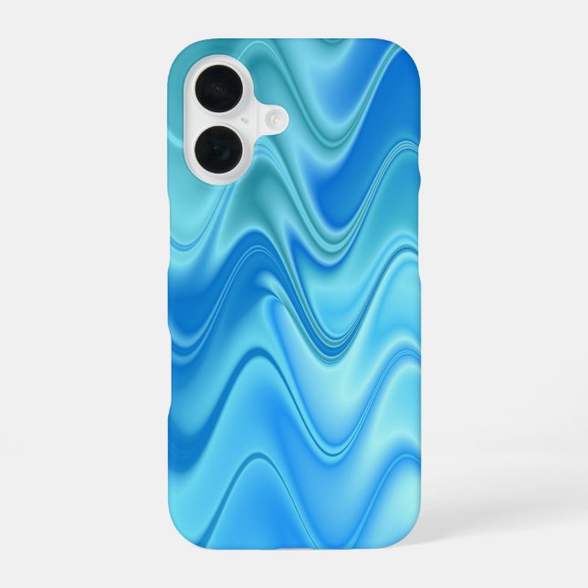 Wavy Blue Abstract iPhone 16 Case (Back)