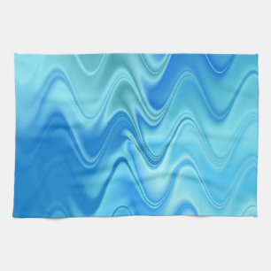 Wavy Blue Abstract Kitchen Towel