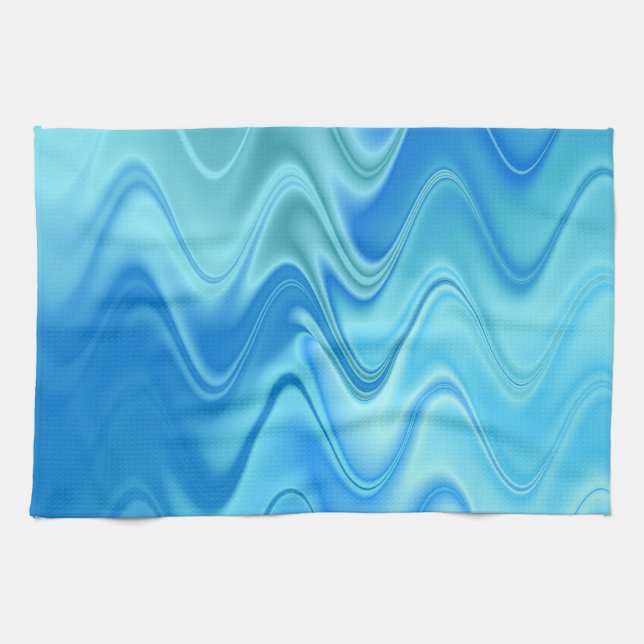 Wavy Blue Abstract Kitchen Towel (Horizontal)