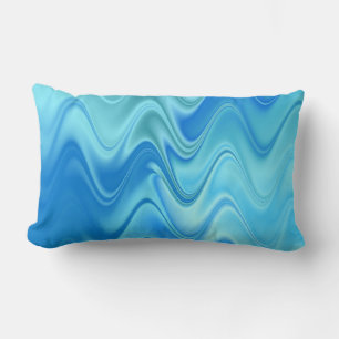 Wavy Blue Abstract Lumbar Pillow