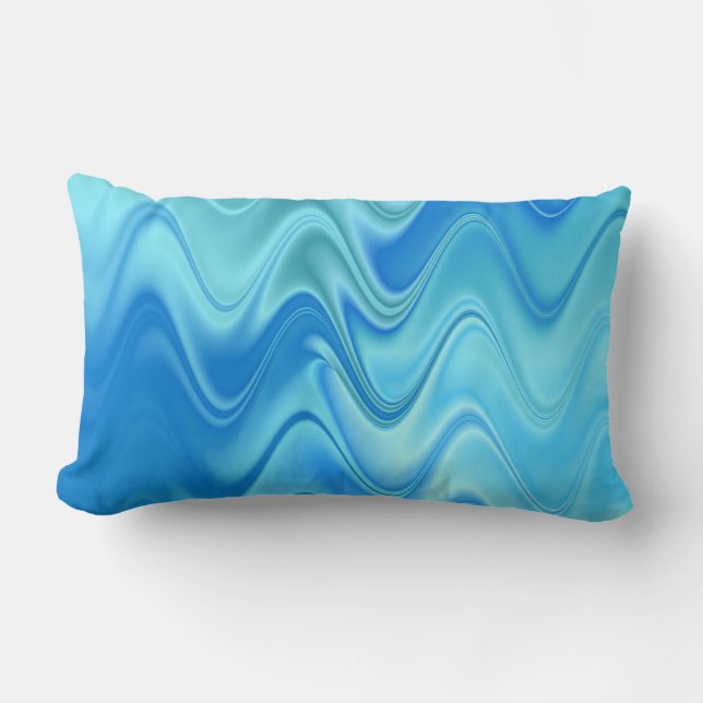 Wavy Blue Abstract Lumbar Pillow (Front)