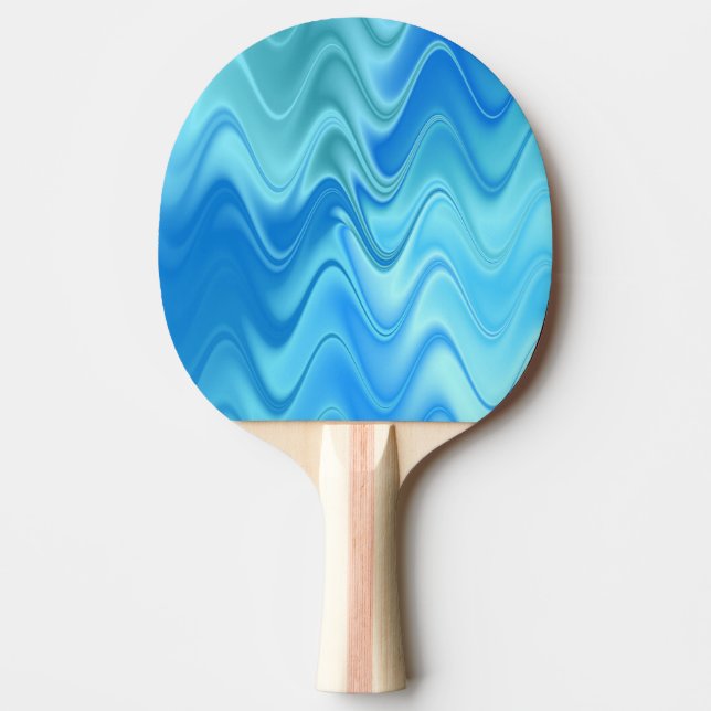 Wavy Blue Abstract Ping Pong Paddle (Front)