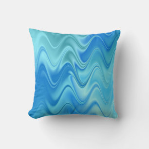 Wavy Blue Abstract Throw Pillow