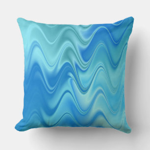Wavy Blue Abstract Throw Pillow