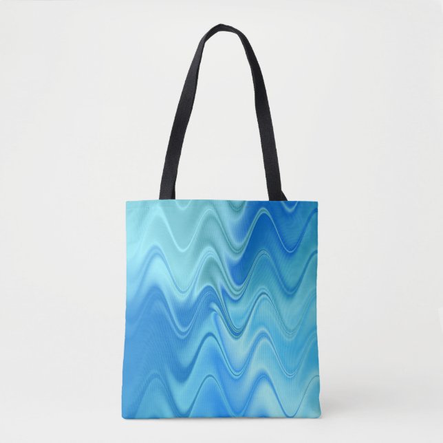 Wavy Blue Abstract Tote Bag (Front)