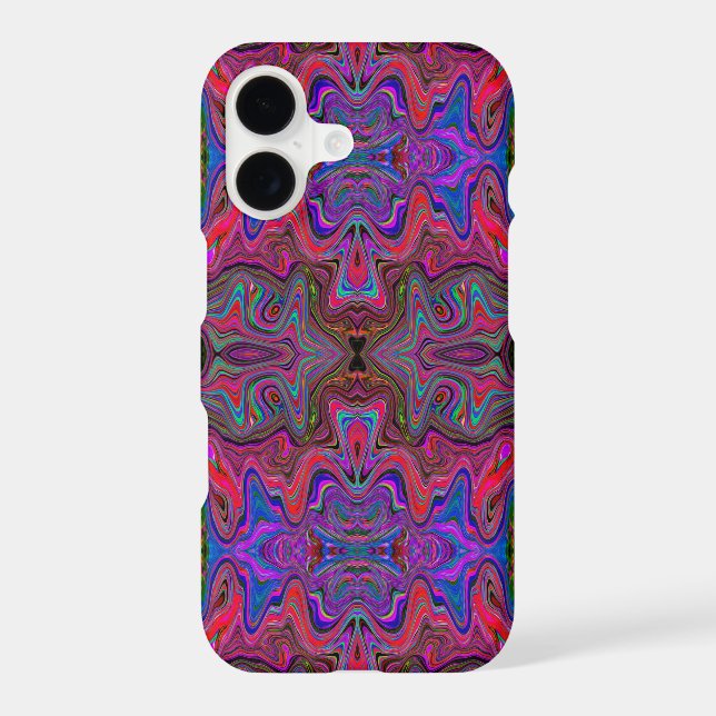 Wavy Blue and Rainbow Red Trippy Pattern (Back)
