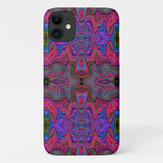 Wavy Blue and Rainbow Red Trippy Pattern Case-Mate iPhone Case (Back)