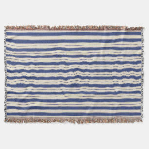 Wavy Blue and White Stripes Throw Blanket