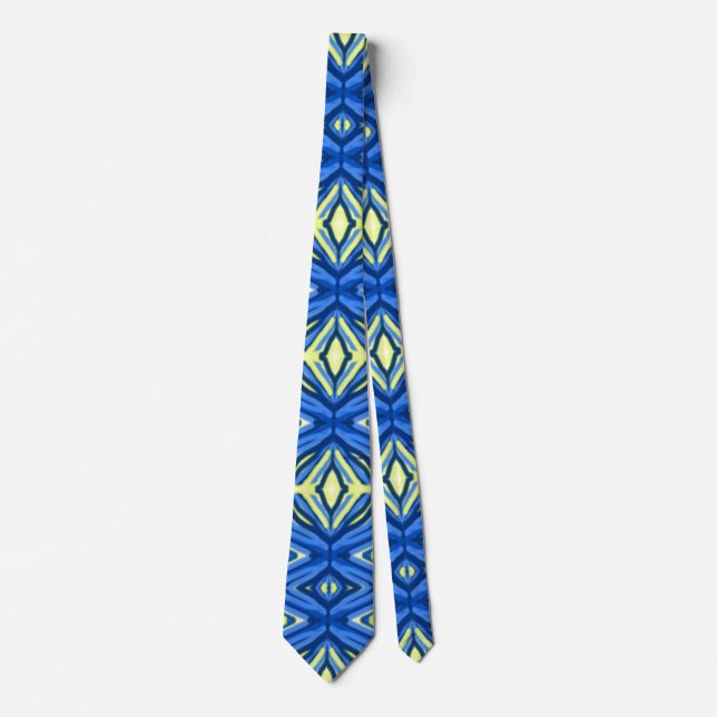 Wavy Blue and Yellow Kaleidoscope Tie (Front)