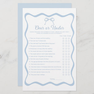 Wavy Blue Bow Bridal Shower Over Under Game