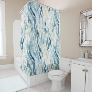 Wavy Blue Cream Abstract Beach