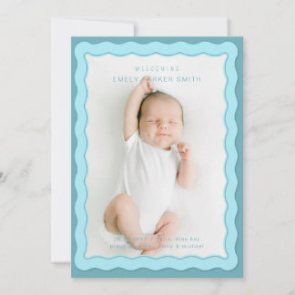 Wavy Blue Double Border Cute Design Announcement