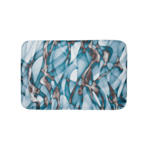 Wavy Blue Gold Abstract Art  Bath Mat