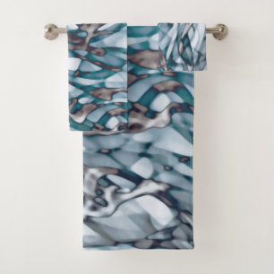 Wavy Blue Gold Abstract Art  Beach Towel