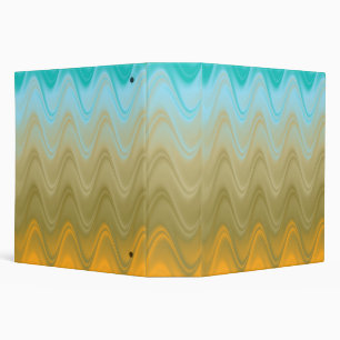 Wavy Blue Green Orange Abstract Binder