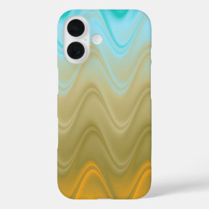 Wavy Blue Green Orange Abstract iPhone 16 Case