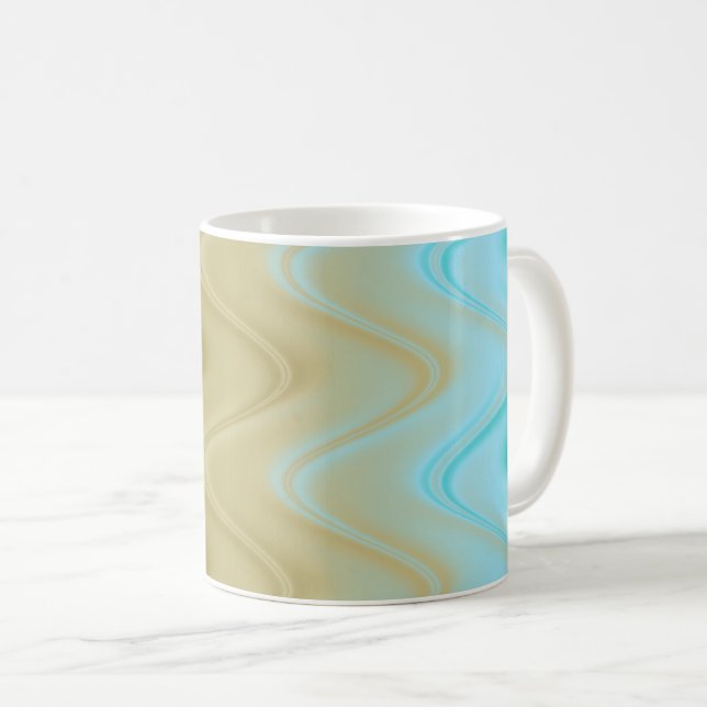 Wavy Blue Green Orange Abstract Coffee Mug (Front Right)