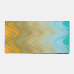 Wavy Blue Green Orange Abstract Desk Mat