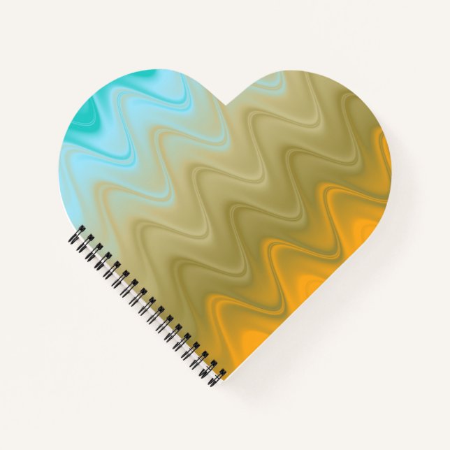 Wavy Blue Green Orange Abstract Notebook (Front)