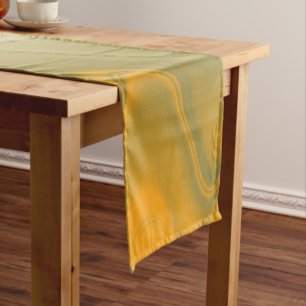 Wavy Blue Green Orange Abstract Short Table Runner