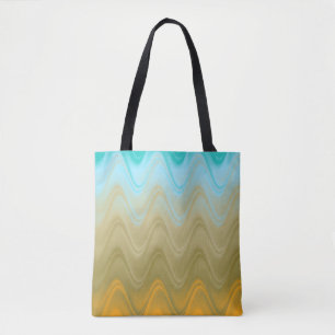 Wavy Blue Green Orange Abstract Tote Bag