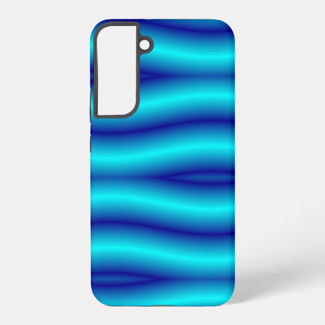 Wavy blue neon abstract pattern samsung galaxy s22+ case (Back)