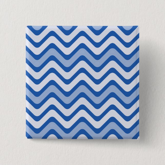 Wavy Blue Pattern 2 Inch Square Button (Front)