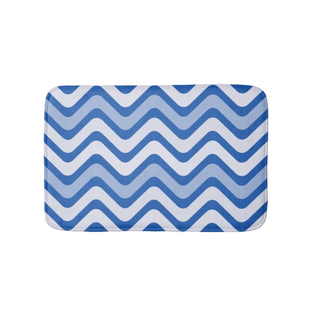Wavy Blue Pattern Bath Mat (Front)